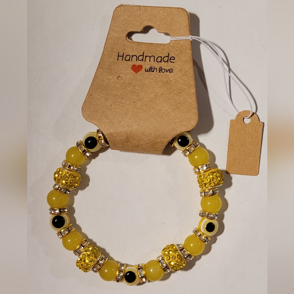 Yellow Evil Eye Beaded Protection Mal De Ojo Luck Fashion Bracelet